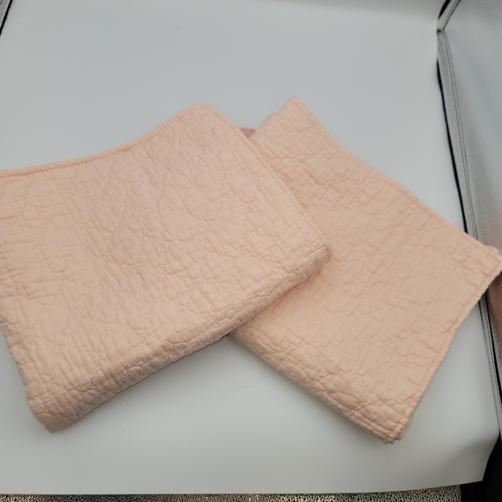 Peach Pink Star Quilted Pillow Sham Tie Back Grandmacore Bedding 24x18 Set of 2
